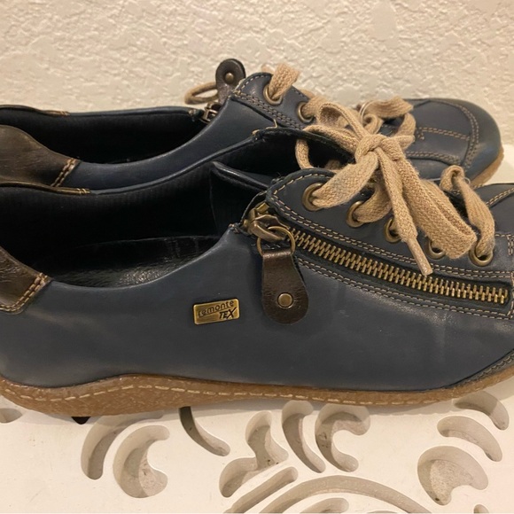Remonte Navy Blue Leather Exposed Zipper Flexible Thermoplastic Sole Preppy 40 - Picture 6 of 14